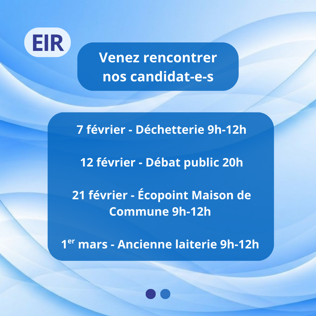 Élections 2026 : L'EIR vient à votre rencontre !